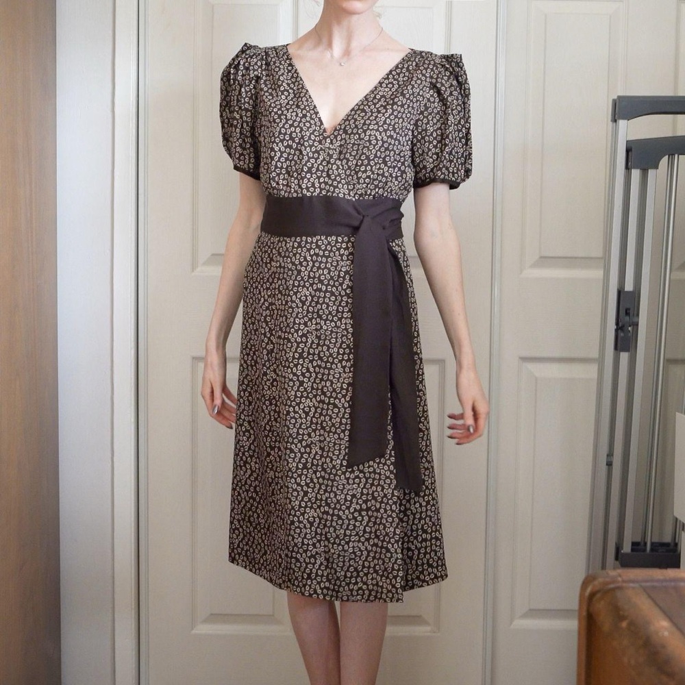 Diane Von Furstenberg Brown Floral Midi Dress